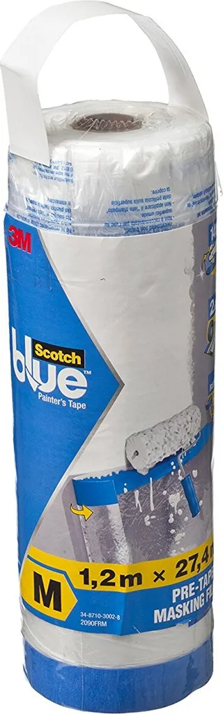3M ScotchBlue Film de Masquage avec Ruban de Peintre Taille M - 0,6m x 17m