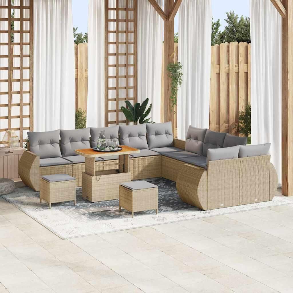 Maison Exclusive - Gartensofa-set 13 pcs Beige Poly-Rattan