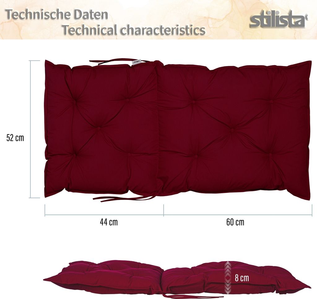 2er Set Stuhlauflage Niedriglehner Auflage Sitzkissen Produktbild 4
