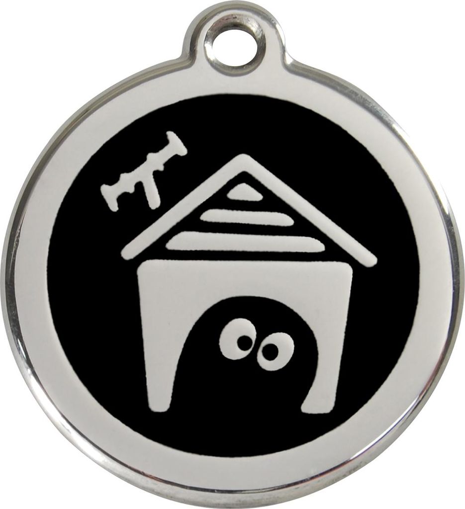 RedDingo Hundemarke mit individueller Gravur Hundehütte schwarz, Größe: M