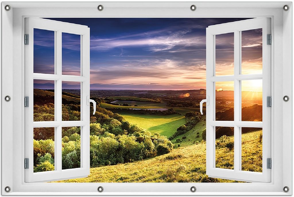 Wallario Outdoor-Poster für Garten oder Balkon 100 x 150 cm: Farbenfroher Sonnenuntergang in England
