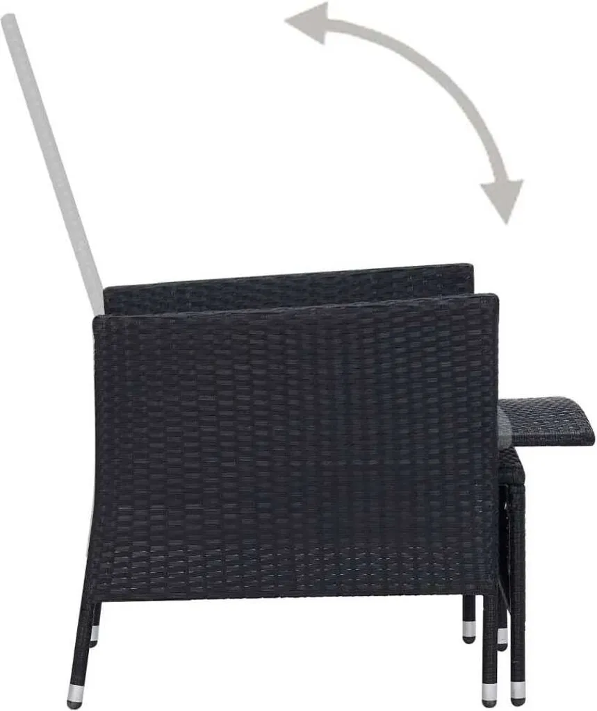 Kideo Poltrona Sospesa Nera Con Struttura E Cuscino - Rattan Sintetico, Portata 120 Kg, Base Diametro 95 Cm, Altezza 2 M, Set Completo