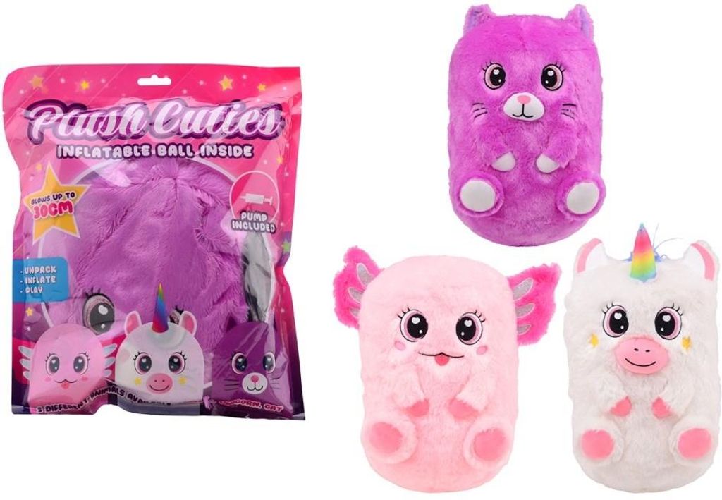 Johntoy aufblasbares Plüsch-Kuscheltier Cutie 30cm mit Pumpe - Spielzeug