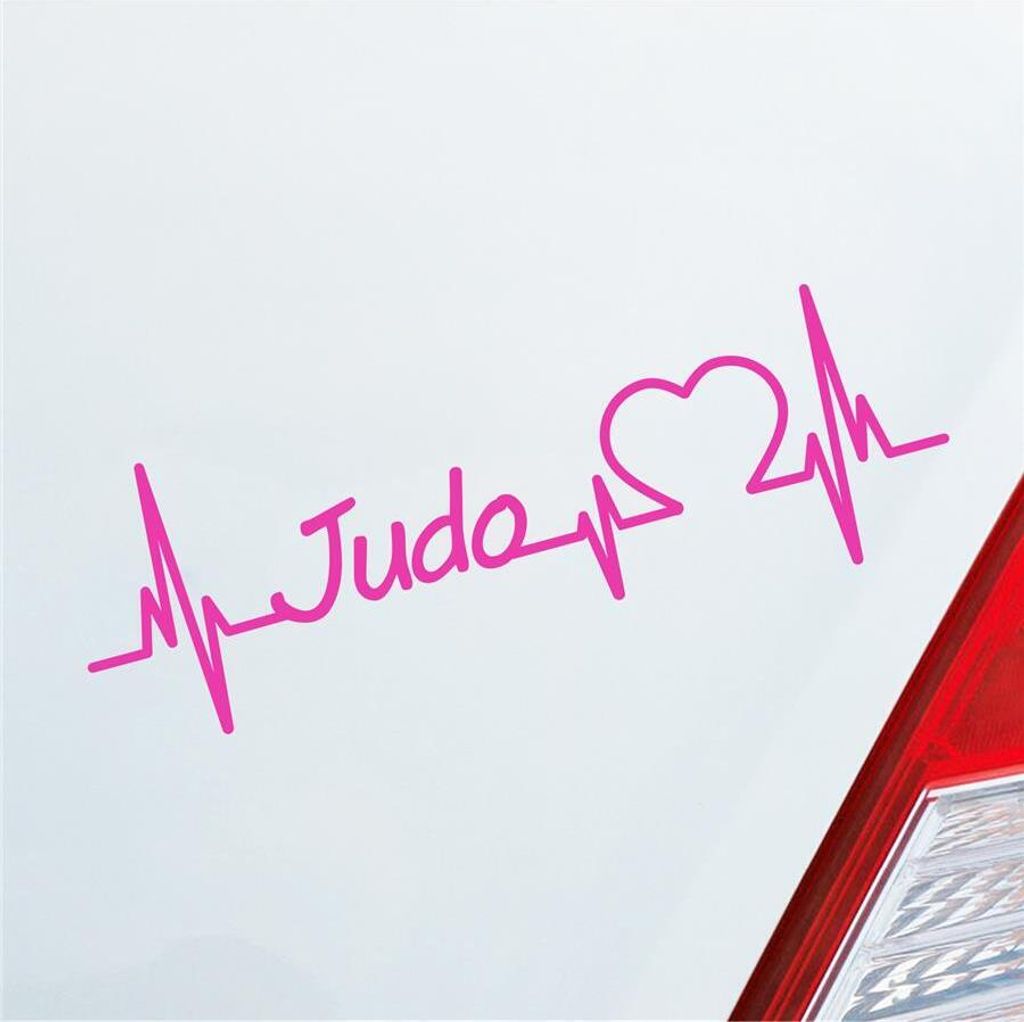 Auto Aufkleber Judo Herzschlag Japan Kampfsport Sport Liebe 19x6 cm Pink Sticker Heckscheibenaufkleber