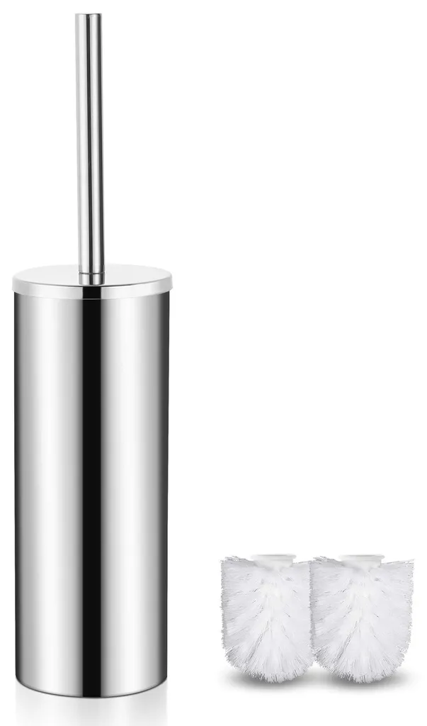 Brosse de toilettes avec support en acier inoxydable miroir argenté Luxe