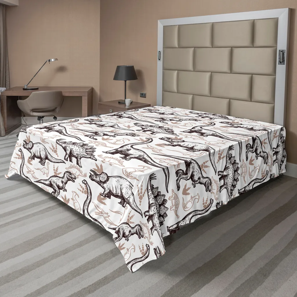 Drap de lit ABAKUHAUS Reptile Magnificent 266x260cm en Marron et Blanc