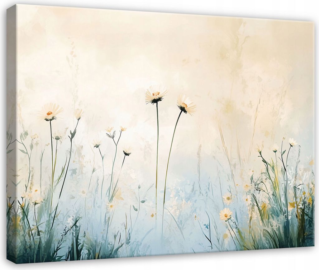 Leinwandbild - Bilder Blumen Wiese - 100x70 cm - Leinwandbilder Wandbild XXL Wanddekoration Design Wohnzimmer Schlafzimmer Flur Büro Küche