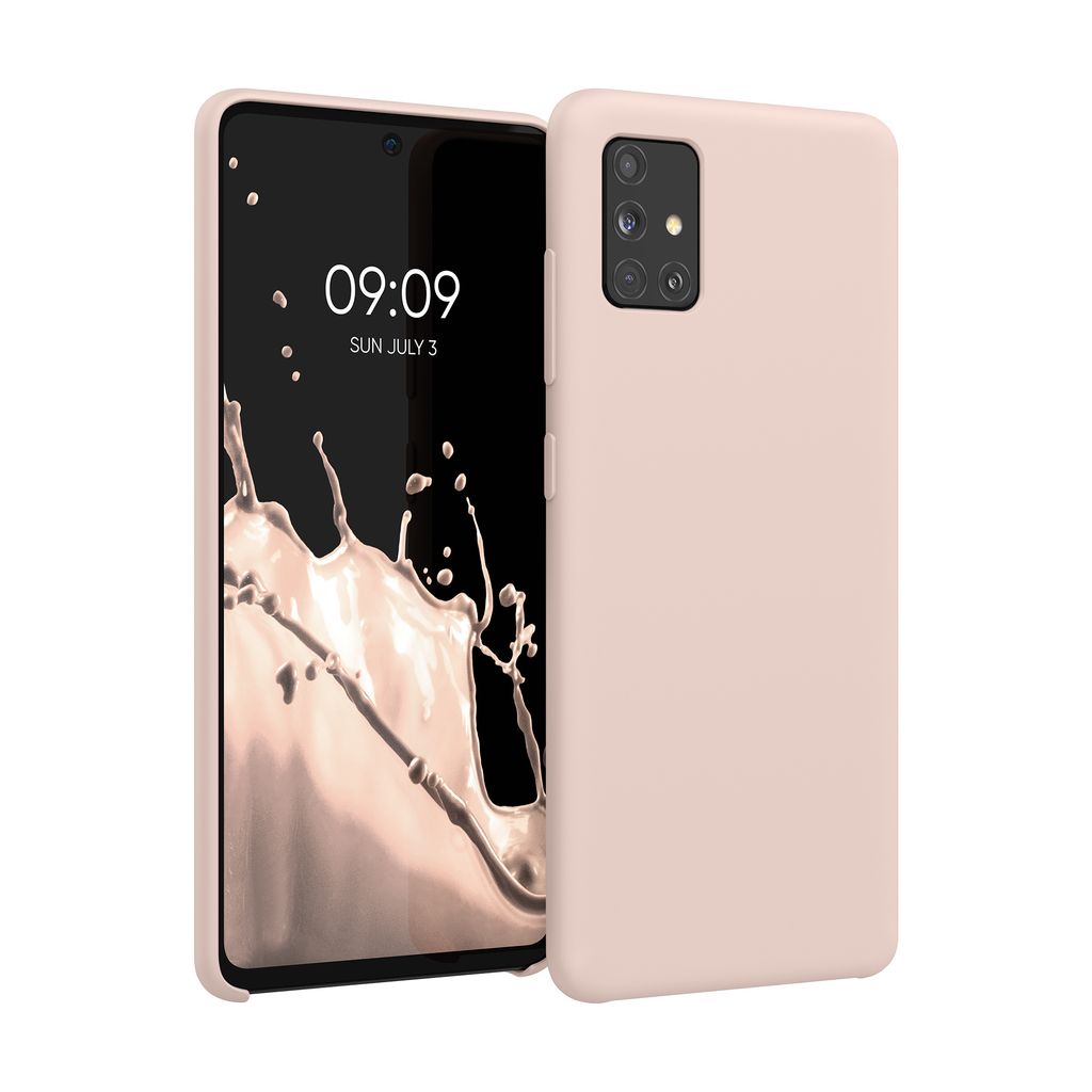 kwmobile Hülle kompatibel mit Samsung Galaxy A51 Hülle - Silikon Handy Case - Handyhülle weiche Oberfläche - kabelloses Laden - Altrosa matt
