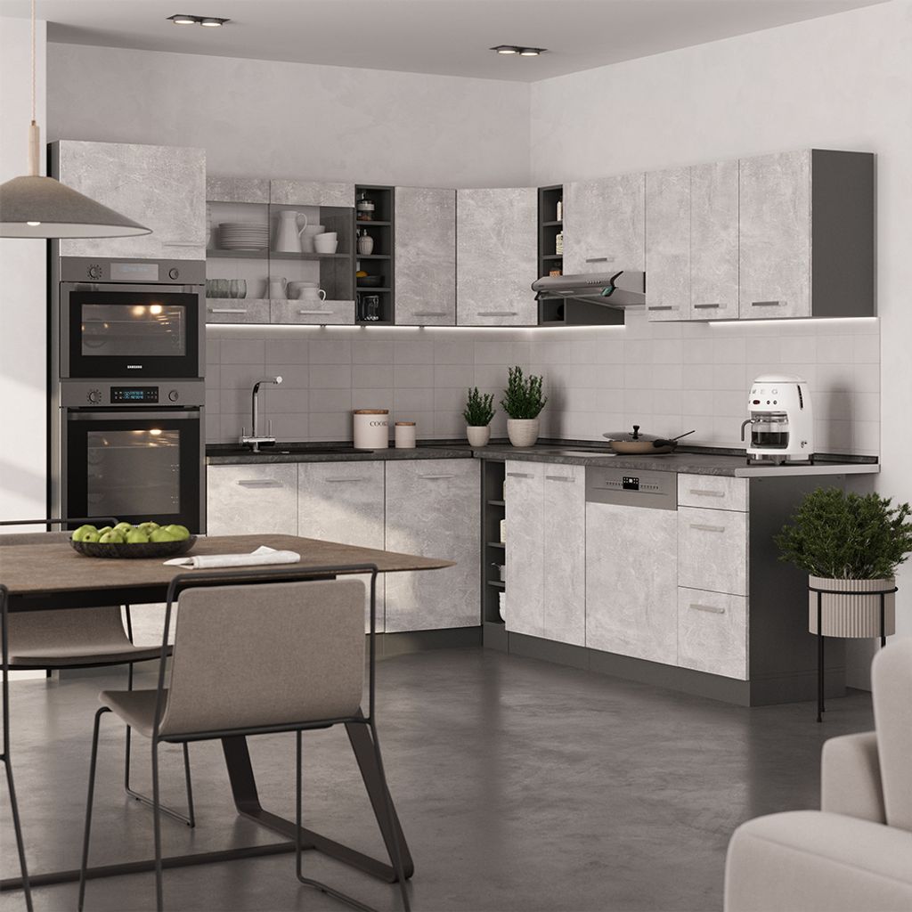 Vicco Cuisine en angle R-Line, Chêne Artisan/Anthracite, 287x60cm , PT Anthracite | Leroy Merlin