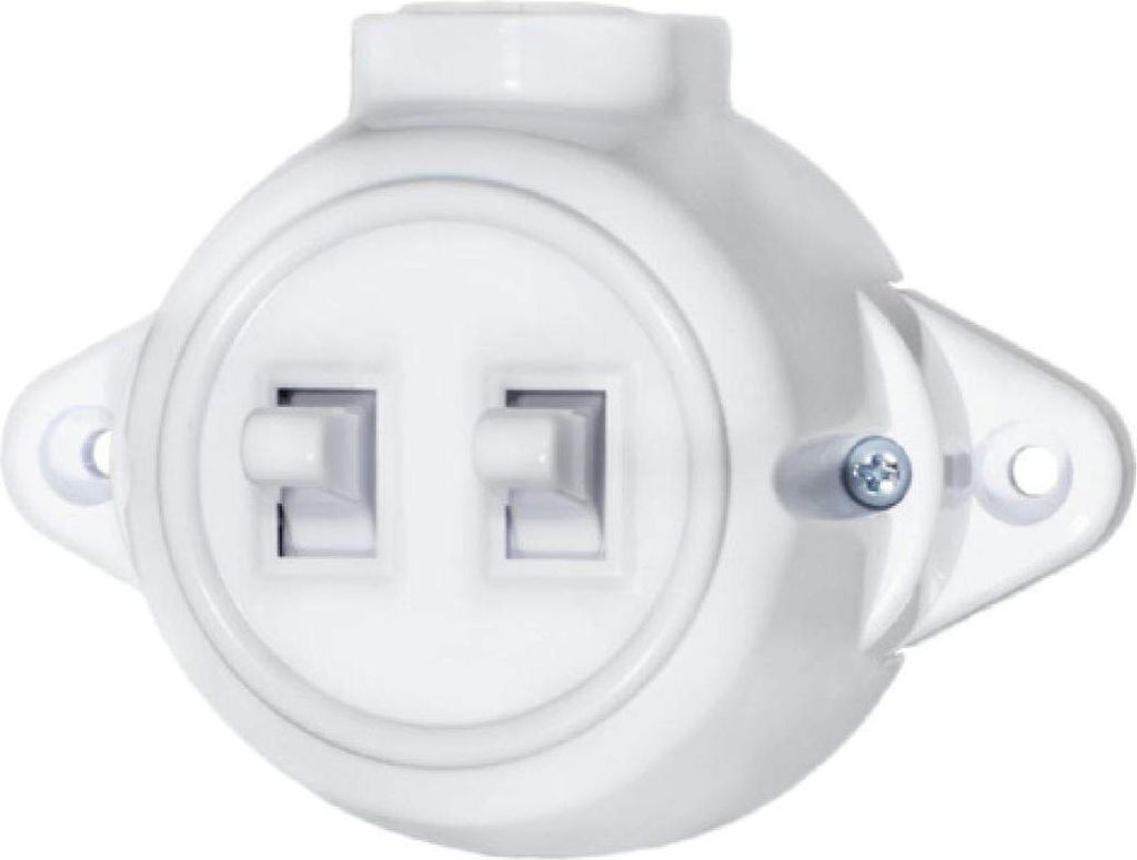 Aufputz Vintage Steckdose Lichtschalter Rund Retro Schalter Wechselschalter Serienschalter (Serien Schalter Weiss)