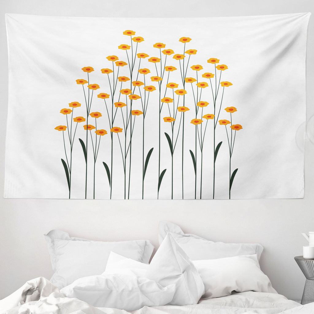 ABAKUHAUS Blume Wandteppich, Gelbe Gänseblümchen-Blätter aus Weiches Mikrofaser Stoff Waschbar ohne Verblassen Digitaldruck, 230 x 140 cm, Gelb ...