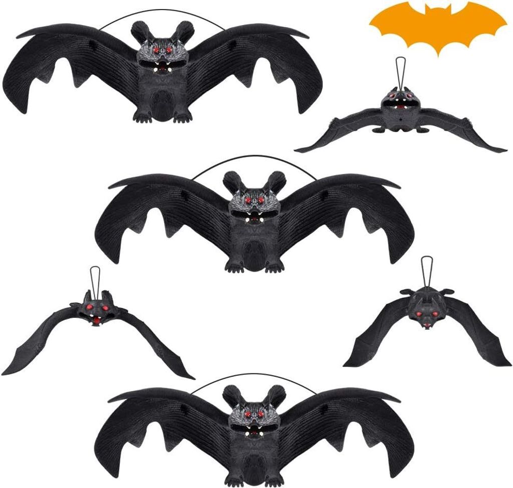 6-teilige realistische Fledermaus-Dekoration zum Aufhängen, gruselige Fledermausdekoration für Kindergeburtstage, Halloween-Dekoration für drinn...