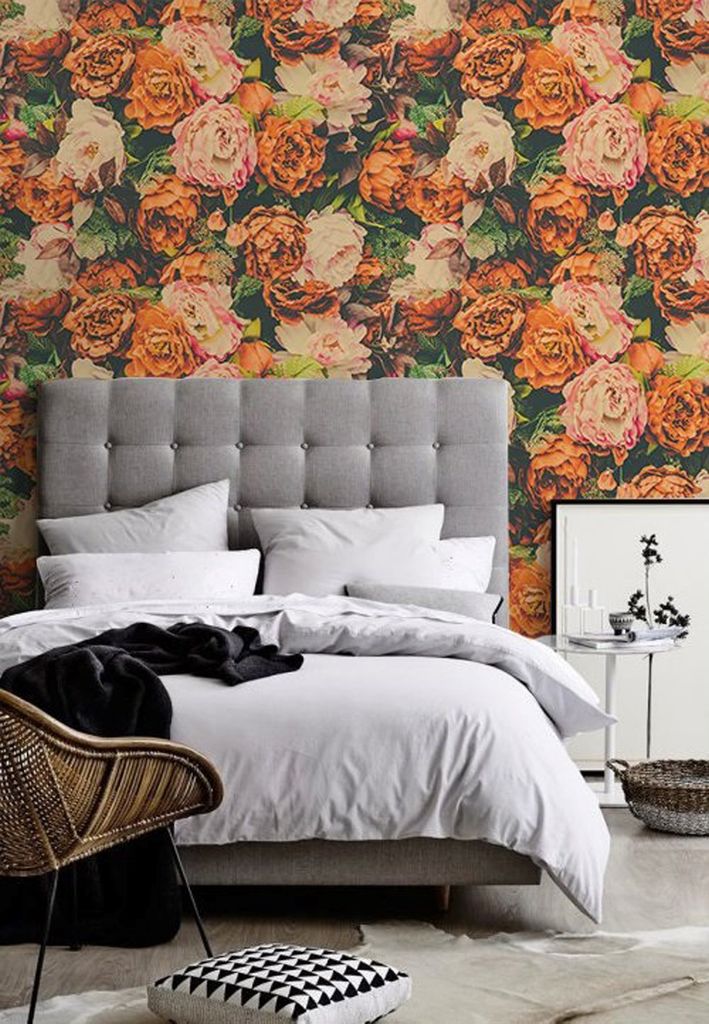 Coloray Fototapete 104x70 cm An Einer Wand Latex Latextapete - Floral Garten Pastellorange