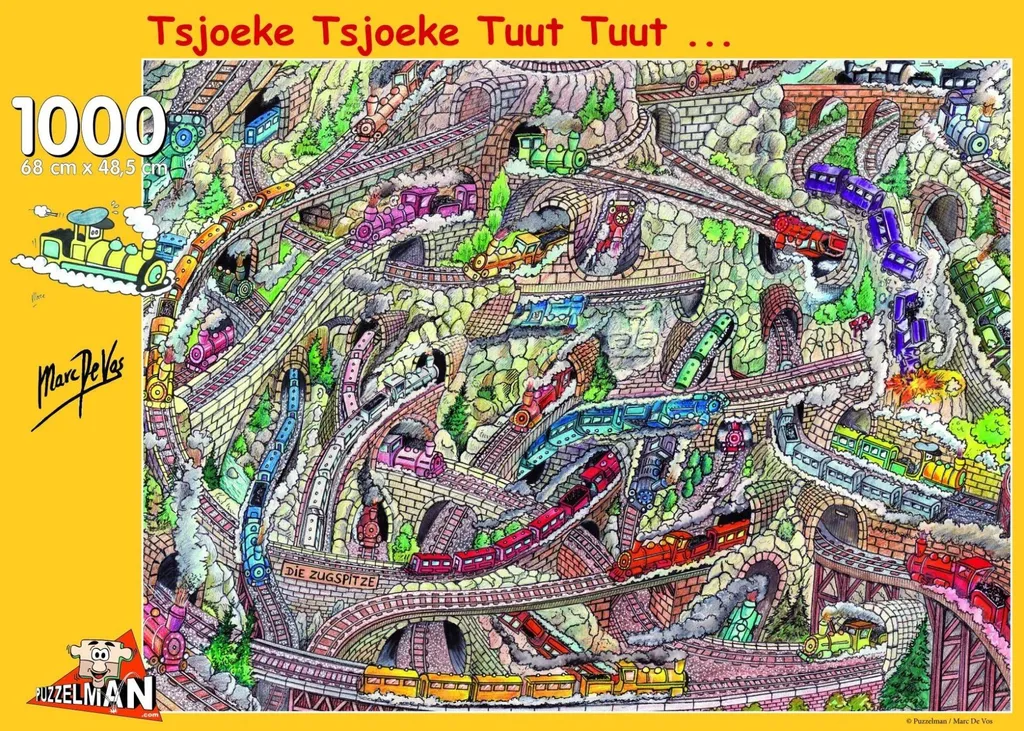 Puzzle 1000 pièces solide et sans poussière - Thème Trains Marc De Vos