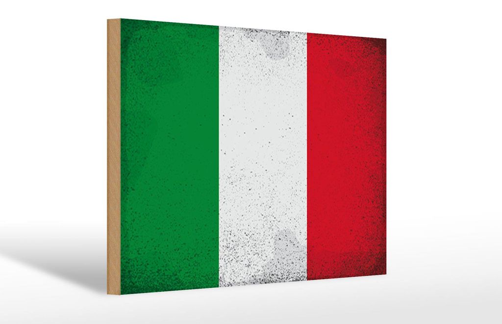 Holzschild Flagge Italien 30x20cm Flag of Italy Vintage
