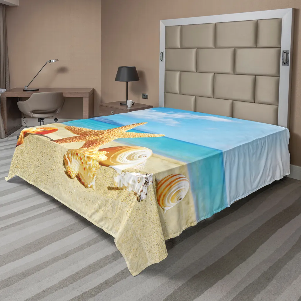 Drap de lit supérieur thème mer et sable doux et confortable 260 cm