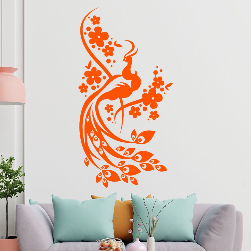 Vogel Ranke Blüte Wandtattoo in 6 Größen - Wandaufkleber Wall Sticker - Dekoration, Küche, Wohnzimmer, Schlafzimmer, Badezimmer