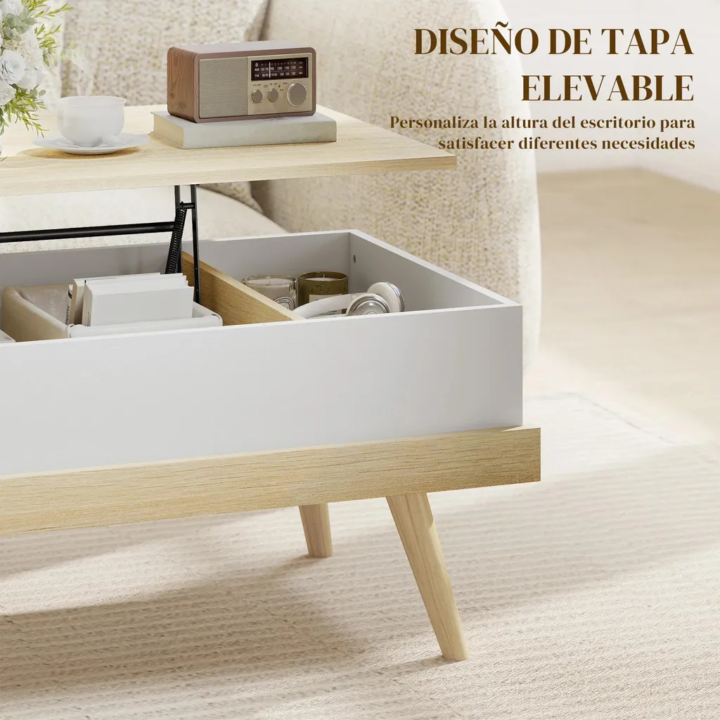 Table basse blanche idéale pour manger devant la télé avec rangements - 4