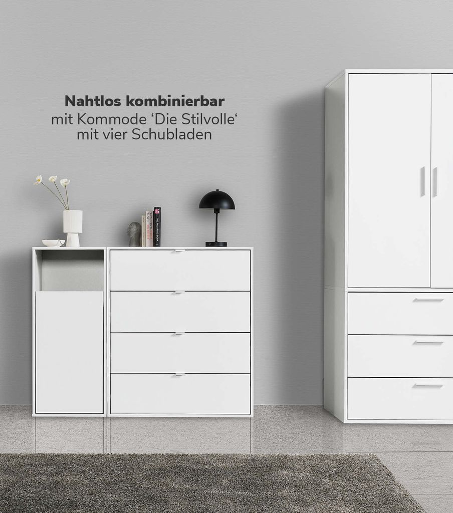 mokebo® Wäscheschrank in Weiß 'Der Wäschehüter', Produktbild 4