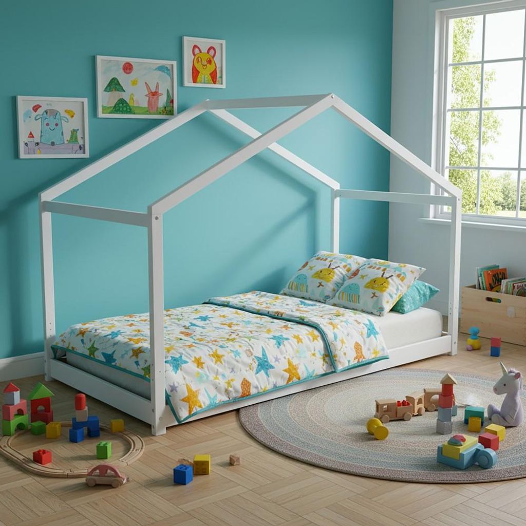 HAUSBETT KOALA MIT LATTENROST/ Kinderbett 90x190 - Weiß
