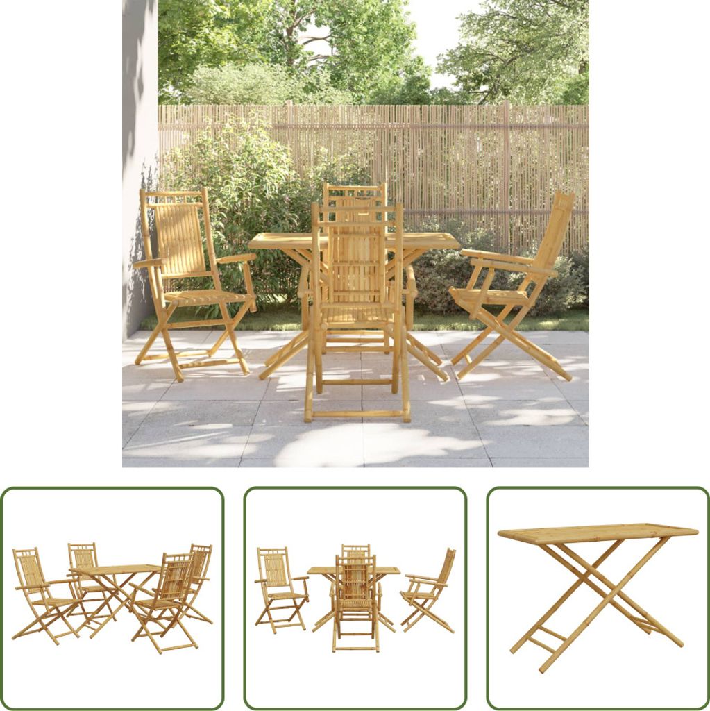 The Living Store 5-tlg. Garten-Essgruppe Bambus