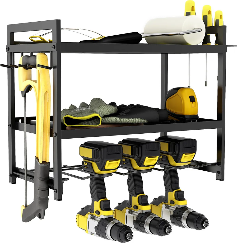 ZELURXX Porte-outils mural grande capacité 41,5x20x34,5 cm noir robuste