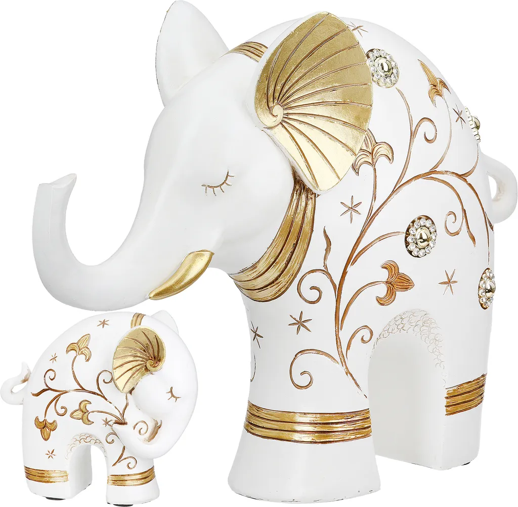 Statue Éléphant Design Rubin 2 Pièces en Résine Crème de 28x19 cm