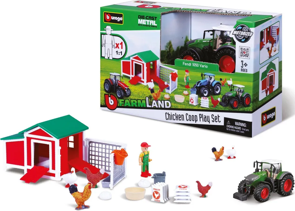 Coffret Cadeau Ferme Enfant avec Tracteur Fendt et Poulailler Complet