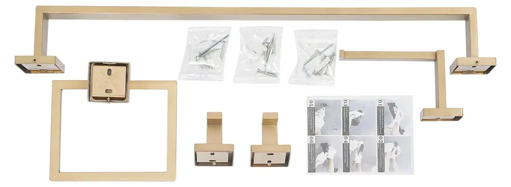 Accessoires de salle de bain or anti-rouille pour une pièce bien rangée