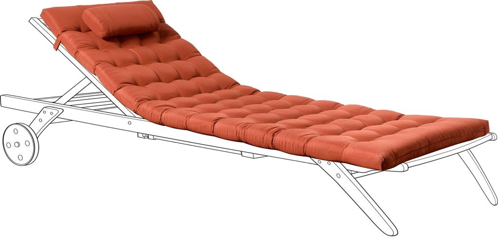 BELIANI Auflage für Gartenliege Rot Stoff Gesteppt 192x56x5 cm UV-Beständig Modernes Design Liegenauflage mit Kissen und Befestigungsbändern