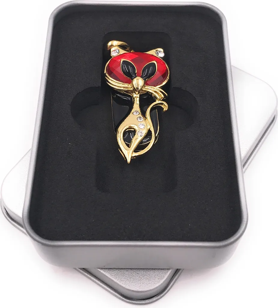 Onwomania ciondolo a forma di gatto in metallo rosso, chiavetta USB in confezione regalo in alluminio 8 GB USB 2.0