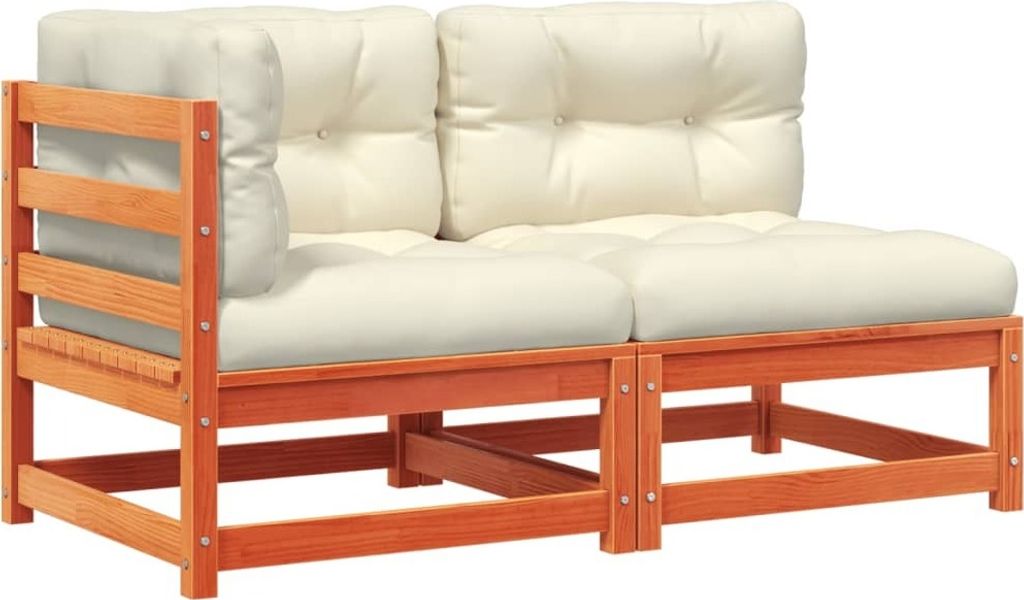 vidaXL Gartensofa mit Kissen 2-Sitzer Wachsbraun Massivholz Produktbild 