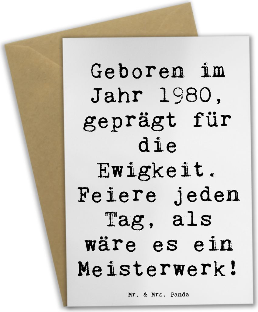 Mr. & Mrs. Panda Grußkarte Spruch 1980 Geburtstag Feier - Weiß - Geschenk, glückwunschkarten, Alter, einladungskarten, Beileidskarte, Geburtstag...