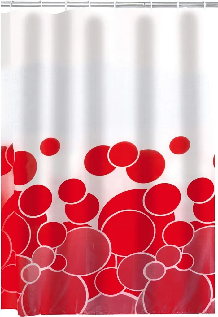 Rideau de douche textile Kani rouge 180x200 cm : fini l'eau sur le sol