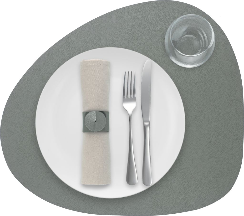Tischset Skinnatur "Elephant" - Platzdeckchen - Platzsets - Oval - Recyceltes Leder - Grau - 46x40cm - 1 Stück