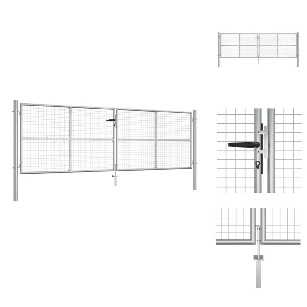 vidaXL Gartentor Verzinkter Stahl 415 x 175 cm Silbern - Gartentore