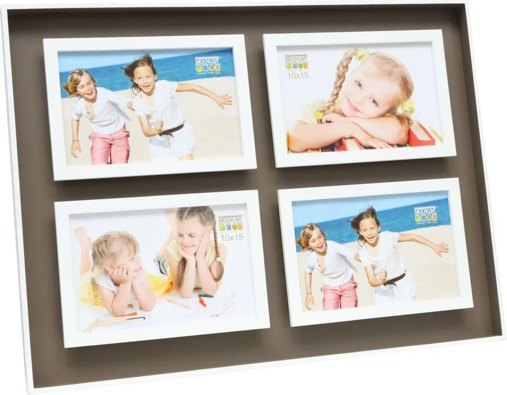 Cornice Foto 10x10 Legno 4 Posti Bianco Tortora Offerta Online