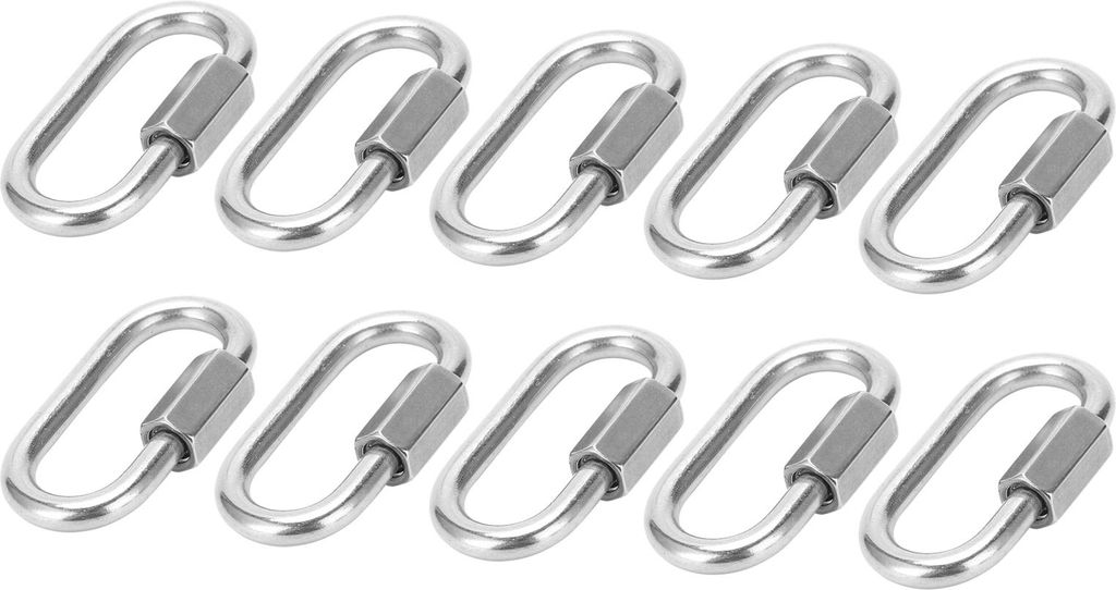 10 Stück Schnellverbindungs-Kettenverriegelungs-Gewindekarabiner M5 für Hängematten, Campinganhänger