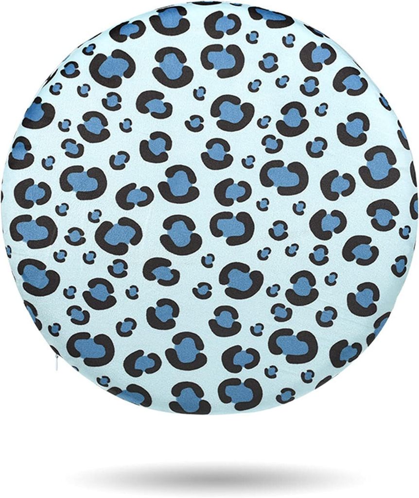 Memory-Schaum-Stuhlkissen, rundes Sitzkissen, Sitzkissen, Leopardenmuster, Streifen,Sitzbezüge für drinnen und draußen(Blau)