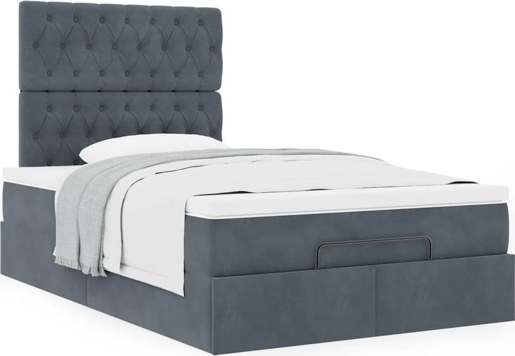 Ottoman-Bett mit Matratzen Dunkelgrau 120x200 cm Samt