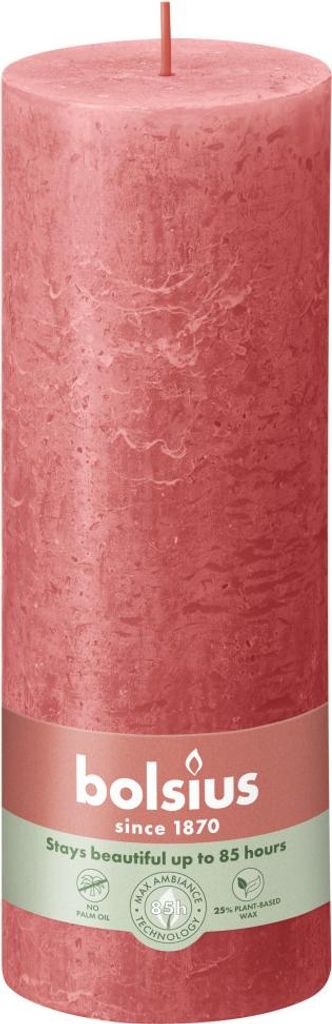 Bolsius Rustik Stumpenkerze rosa blüte, Höhe: 19 cm, Ø 6,8 Produktbild 