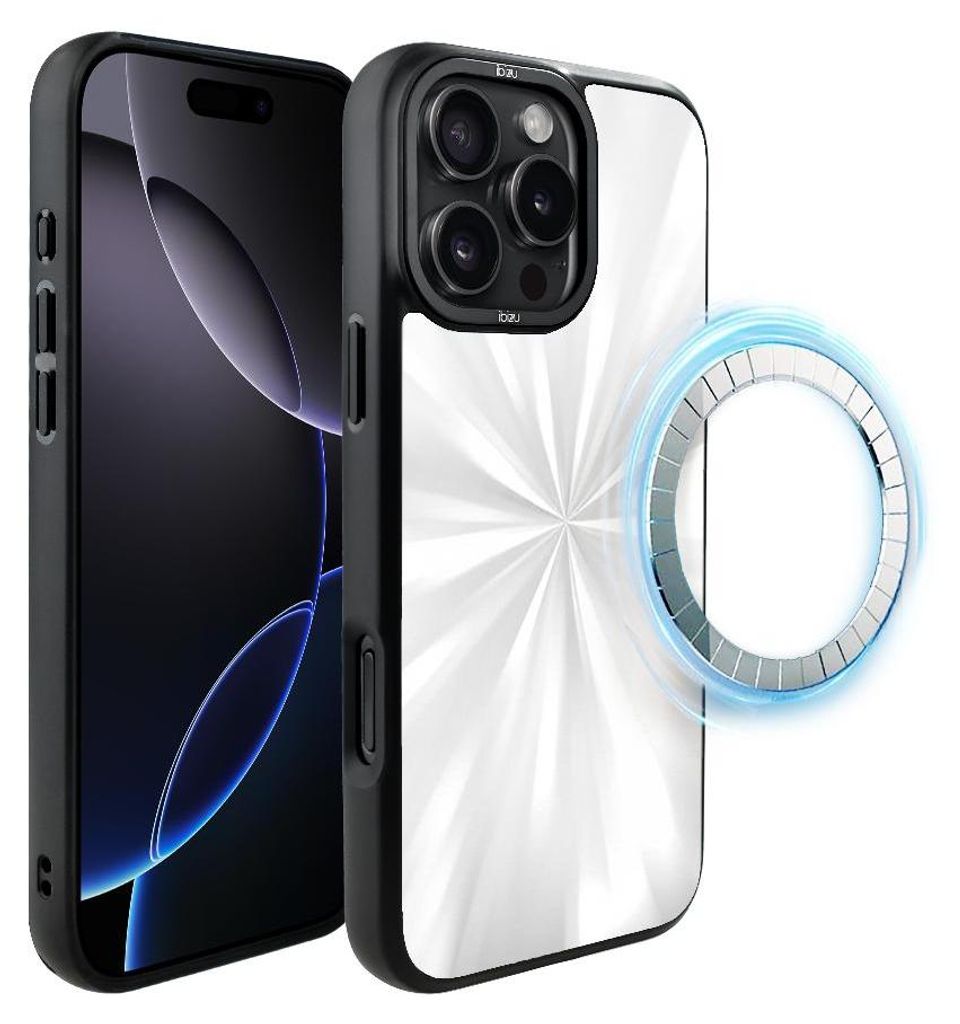 Schutzhülle für das iPhone 16 Pro, MagSafe-kompatibel, mattschwarze Seiten, Reflexion, Schimmer