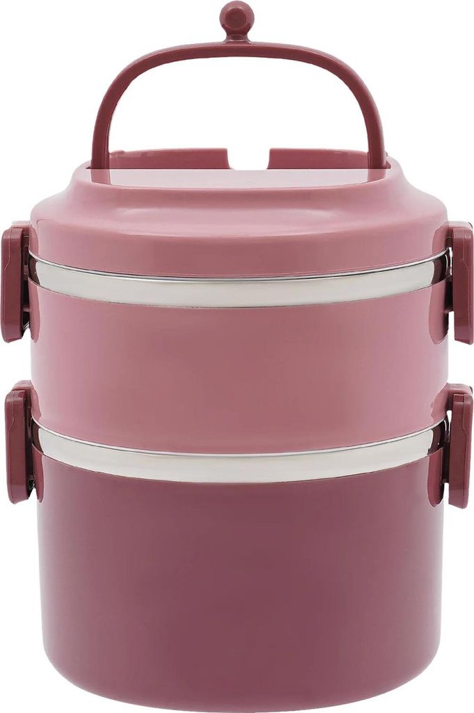 Brotdose Lunchbox - Bento - 2-lagig - Edelstahl - Stapelbar - Isoliert - Rosa