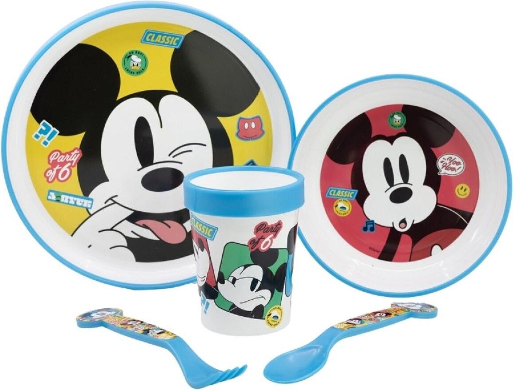 Disney Mickey Mouse Mikrowellengeeignet Kindergeschirr-Set – 5-teiliges Set mit Teller & Becher