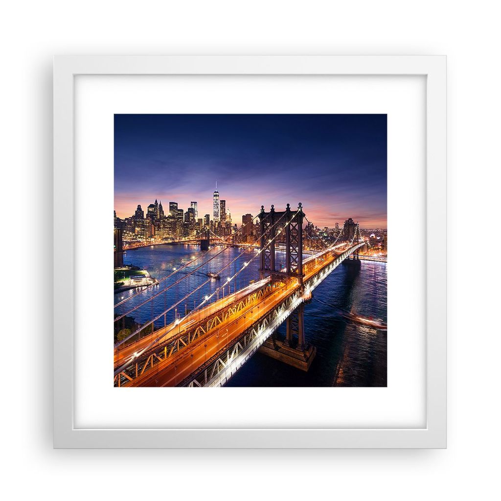 Gerahmtes Poster - Weißer Rahmen - Usa amerika new york manhattan - 30x30 cm - Wand Bild - Wanddeko - Wandbilder - Wandposter - Bilderrahmen - Bil...