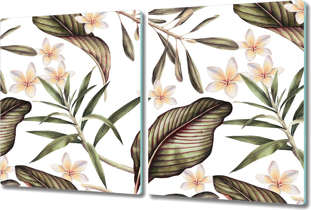 Glas Schneidebrett Herdabdeckplatten Schneideplatten - 2x 40x52 cm - Exotische Palmen