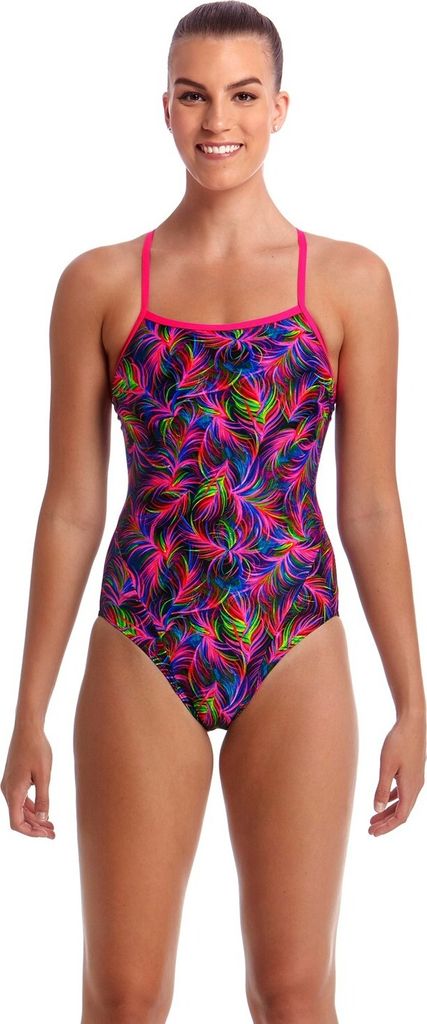 Badeanzug Damen Funkita Shaded Palms mit einem V-Riemen Rückenausschnitt, Größe:42