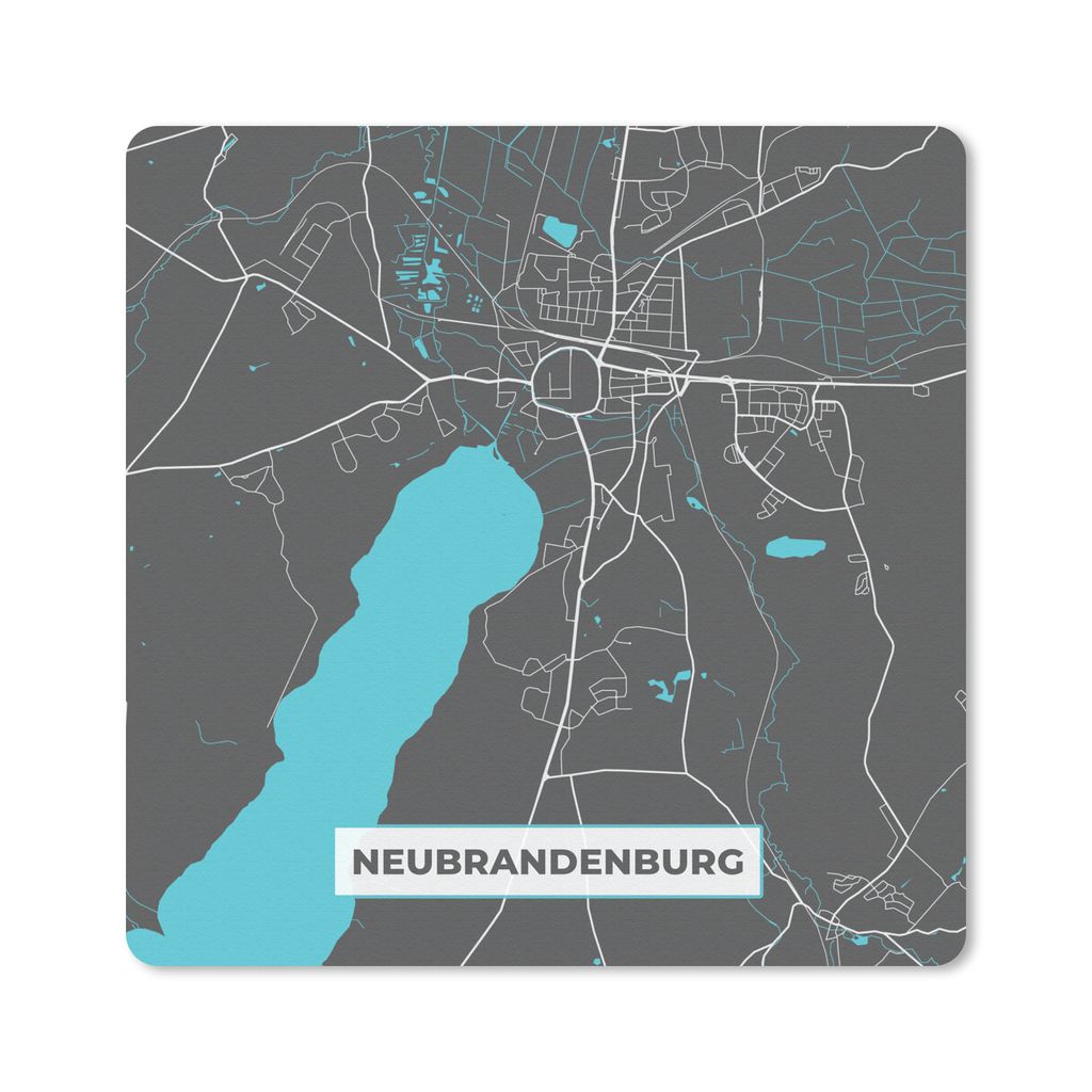 MuchoWow Mauspad Mousepad Blau - Deutschland - Karte - Stadtplan - Neubrandenburg 30x30 cm - Mousepads - Maus Mat - Pad - Mausunterlage - Gaming