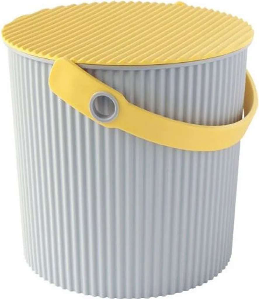 Secchio Hachiman 10L Grigio Giallo | Contenitore Giochi e Sgabello Bimbi - 4