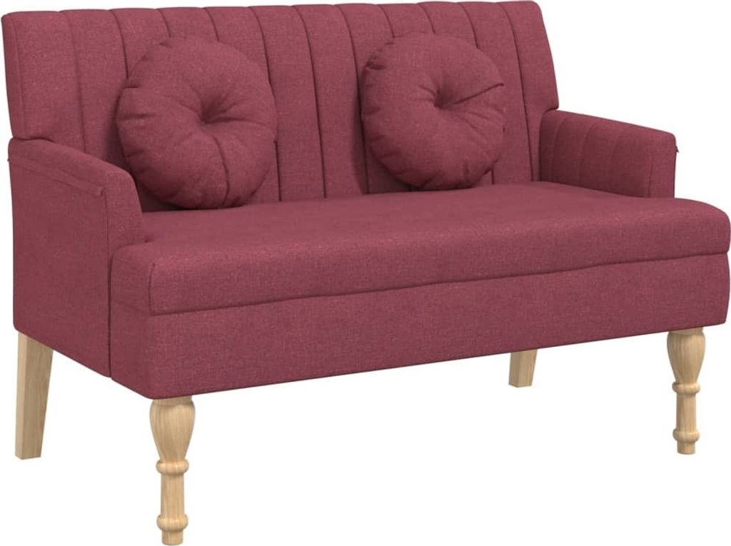 Sitzbank mit Kissen Weinrot 113x64,5x75,5 cm Stoff